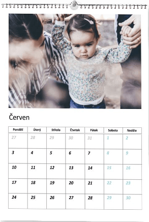 Jednoduchý design, nástěnný měsíční kalendář jednostranný, A3 na výšku